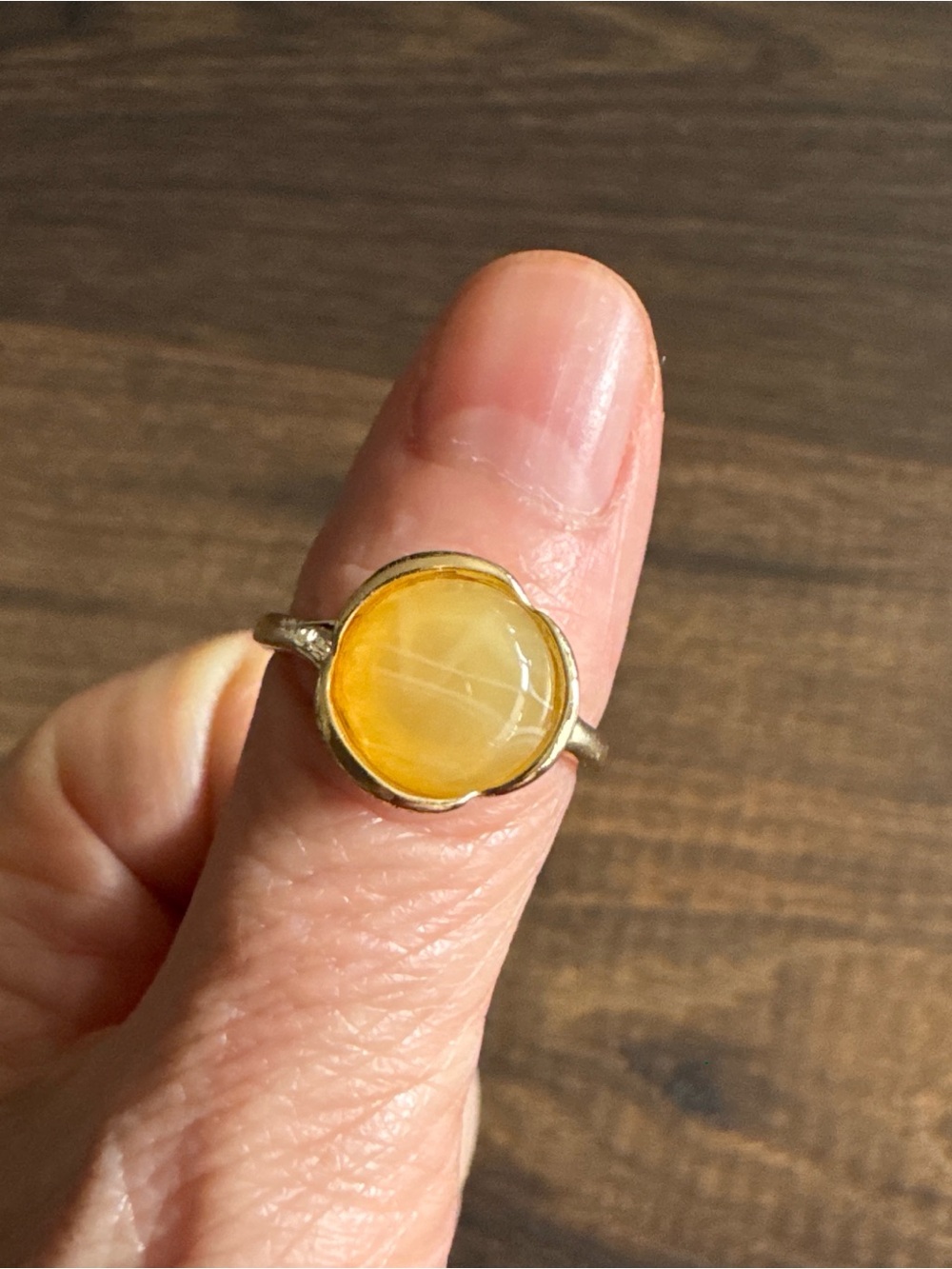 Yellow Agate Round Stone Ring - Women Jewelry